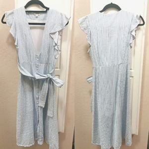 Storee midi dress in baby blue stripe